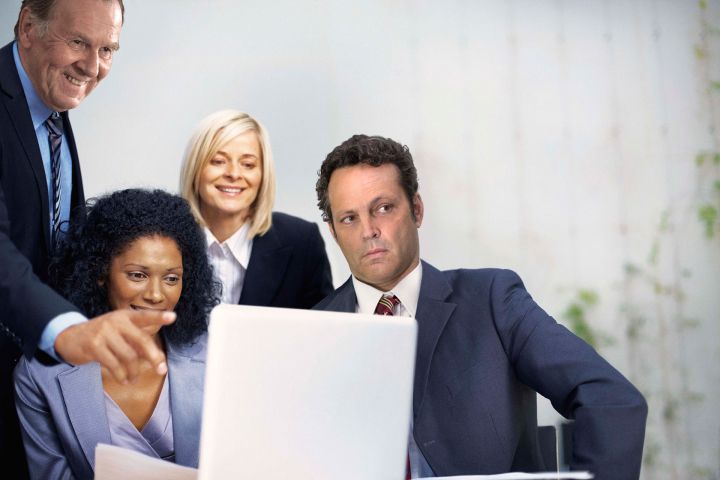 Vince Vaughn in stock photo of office meeting